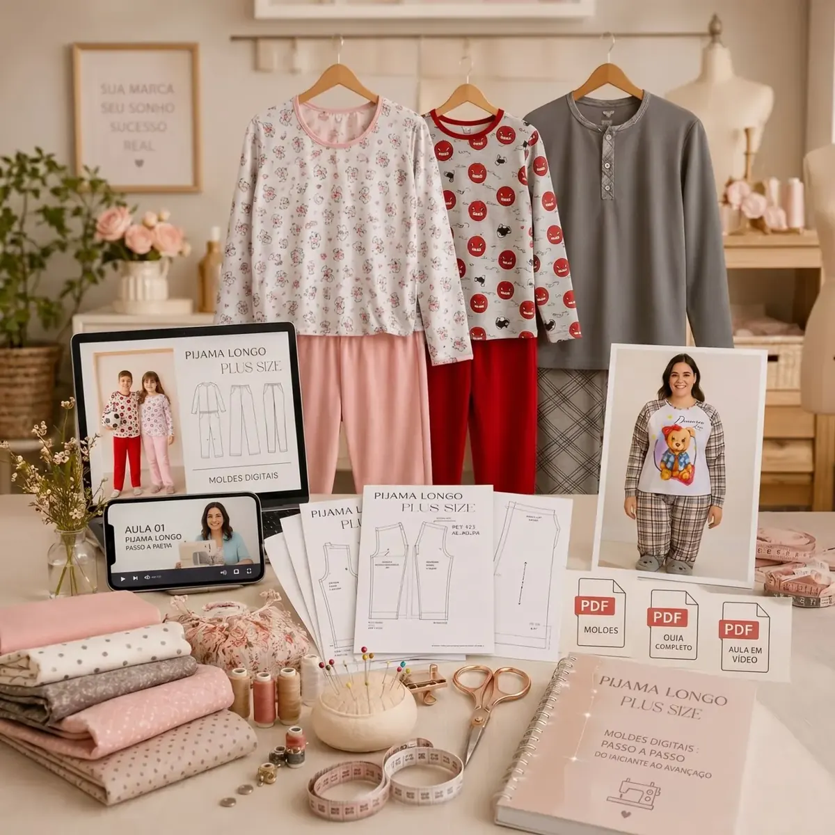 Mockup do Kit Moldes de Pijamas